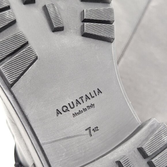 Aquatalia Women Liana Black Leather Harness Moto biker Knee boots size 7.5 - Picture 11 of 11